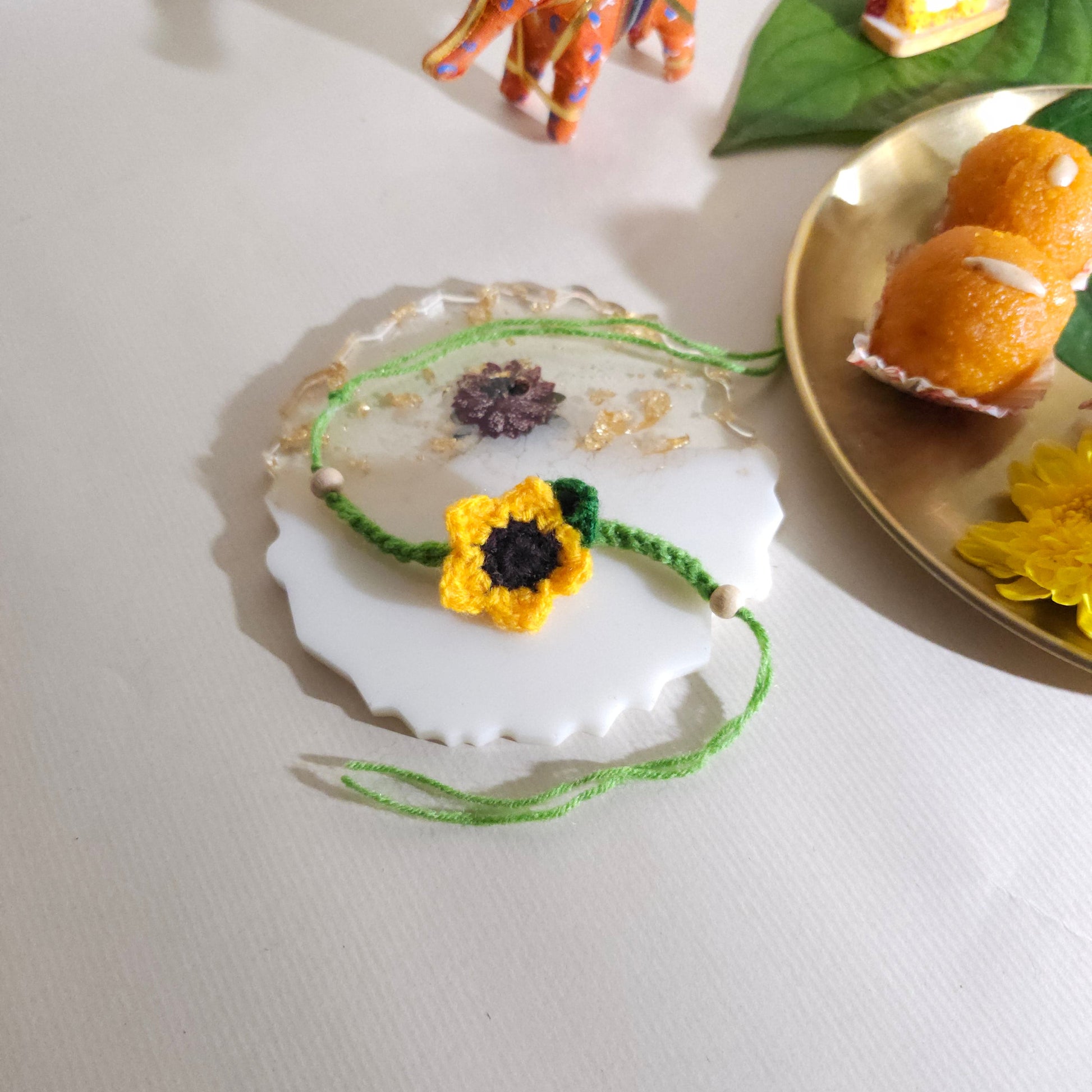 Sunflower Crochet Rakhi.