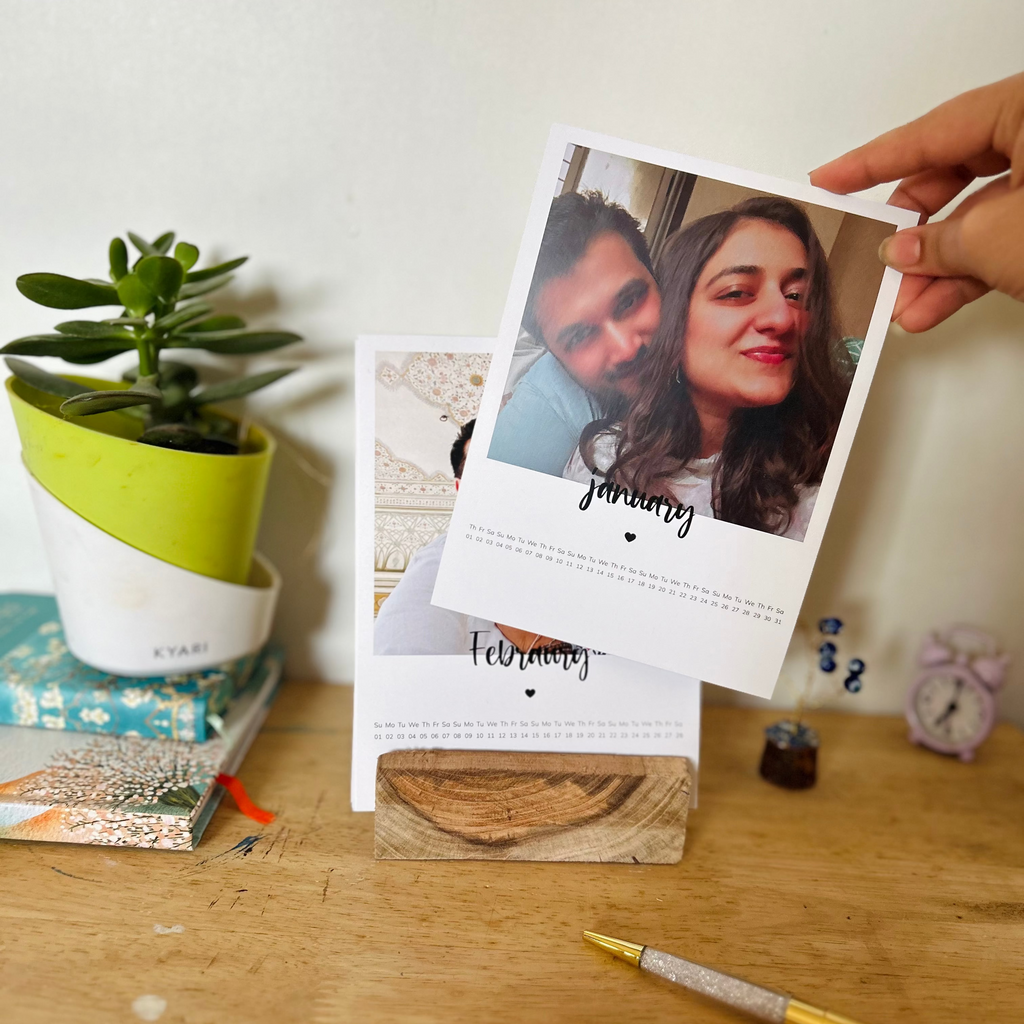 Photo Personalised Calendar with Wooden Stand