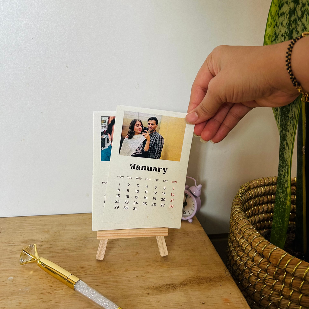 Cute Mini Personalised Calendar with eaesl Stand